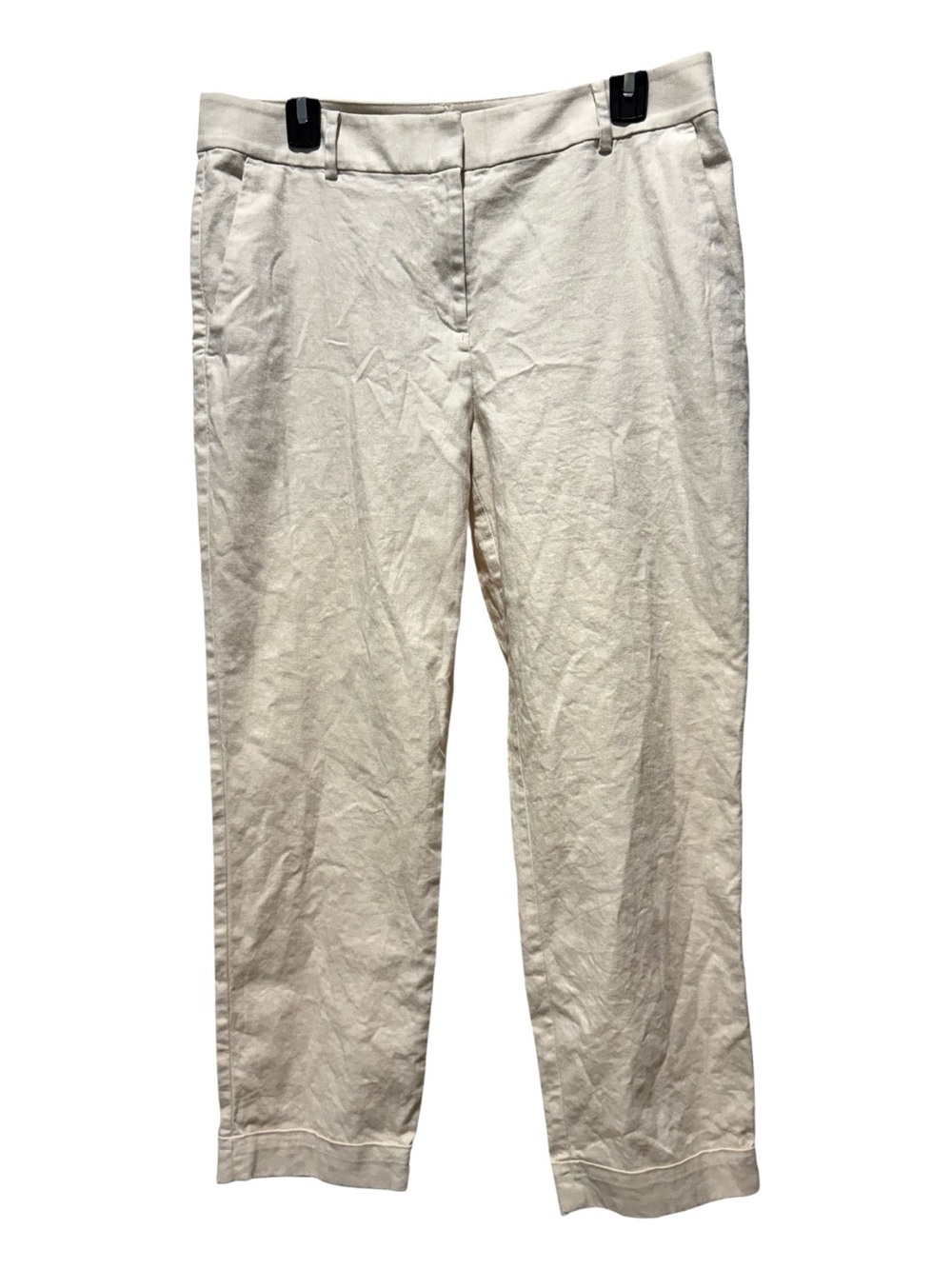 LOFT The Devin Slim Linen Cotton Cropped Ankle Pants Size 8 Beige Tan